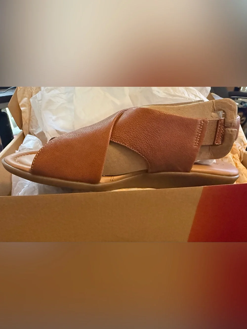 Comfortiva Brown Crisscross Memory Foam Wedge Sandal